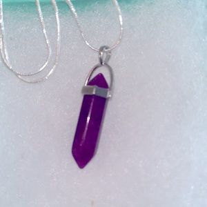 Boho Natural Magenta Agate Sterling Silver 16” Necklace